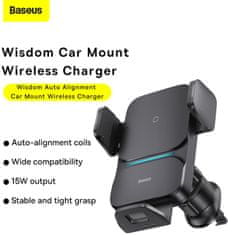 BASEUS držák do auta s bezdrátovým nabíjením Wisdom Auto Alignment, 15W, černá