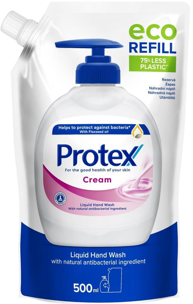 Levně Protex Cream tekuté mýdlo s přirozenou antibakteriální ochranou - náhradní náplň 500 ml
