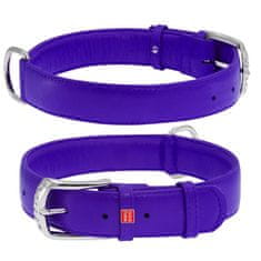 WAUDOG Plochý kožený obojek fialové barvy 18-21 cm,	šířka: 9 mm fialová
