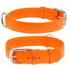 WAUDOG Plochý kožený obojek oranžové barvy 18-21 cm,	šířka: 9 mm oranžová