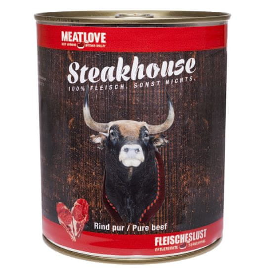 Meat Love Konzerva STEAKHOUSE - 100% hovězí maso 800g
