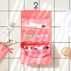 INNA Kosmetický cestovní kufřík na kosmetiku s háčkem, skládací růžová