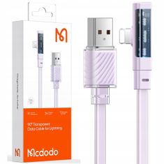 Mcdodo Kabel pro iPhone, úhlový, výkonný, superrychlý, Mcdodo, 36W, 1,8M, fialový CA-3414