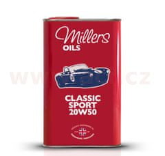 Miller Oils Classic Sport Pistoneeze 20W50, motorový polosyntetický, olej (v plechovém retro obalu) 1 l