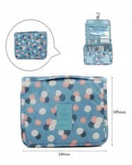 INNA Kosmetický cestovní kufřík na kosmetiku s háčkem, skládací modrá s květinami