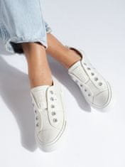 Amiatex Moderní tenisky bílé dámské bez podpatku + Ponožky Gatta Calzino Strech, bílé, 37