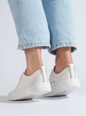 Amiatex Moderní tenisky bílé dámské bez podpatku + Ponožky Gatta Calzino Strech, bílé, 37