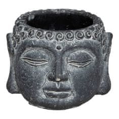 Atmosphera Květináč Buddha, O 11,5 cm, cement, antracitový