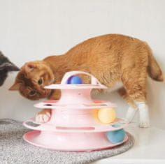 Nuxie XT2366 Hračka pro kočky – věž s míčky růžová