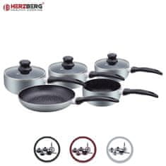 Herzberg HG-5003SL: Sada 8 kusů mramorového nádobí – stříbrná