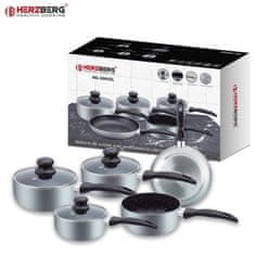 Herzberg HG-5003SL: Sada 8 kusů mramorového nádobí – stříbrná