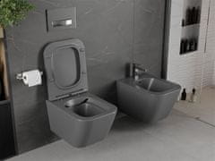 Mexen Madox závěsná wc mísa rimless včetně sedátka s slow, duroplast, světle šedá mat (30154061)