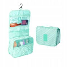 INNA Kosmetický cestovní kufřík na kosmetiku s háčkem, skládací světle zelená s pruhy