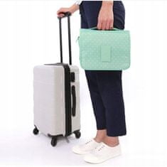 INNA Kosmetický cestovní kufřík na kosmetiku s háčkem, skládací světle zelená s pruhy