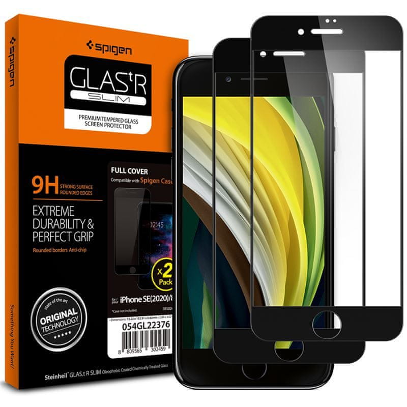 Levně Spigen Glass FC 2 Pack, black – iPhone SE (2022/2020)/8/7, AGL01315