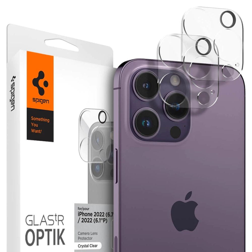 Levně Spigen Glass Optik 2 Pack, clear – iPhone 14 Pro/iPhone 14 Pro Max, AGL05228