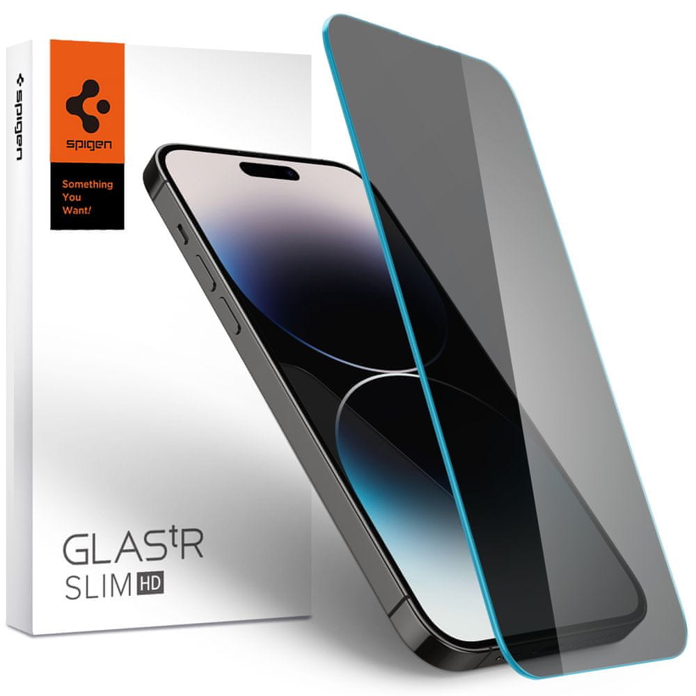 Levně Spigen Glass tR Slim HD 1 Pack Anti Glare/Privacy Transparency Sensor Protection – iPhone 14 Pro Max, AGL05211