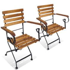 Greatstore Skládací zahradní židle 2 ks ocel a masivní akáciové dřevo