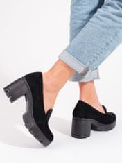 Amiatex Exkluzívní polobotky černé dámské na širokém podpatku + Ponožky Gatta Calzino Strech, černé, 37