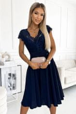 Numoco Dámské šaty 381-4 LINDA + Ponožky Gatta Calzino Strech, tmavě modrá, L