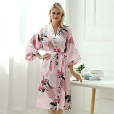 Bavlissimo Dámský saténový župan kimono s krátkým rukávem růžová Velikost: M