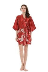 Bavlissimo Dámský saténový župan kimono krátký červená Velikost: M