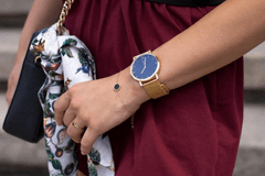 BeWooden Dřevěné analogové hodinky s kovovým řemínkem Sunset Watch