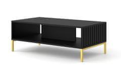 Homlando Konferenční stolek WAVE 90x60 cm frézovaná černý mat na zlatých nohách