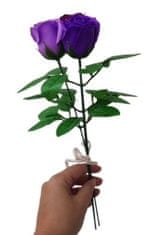 made by ANTEROS Mýdlová kytice z mýdlových květů růže Trio Fialová na stonku s lístky