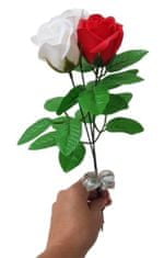 made by ANTEROS Mýdlová kytice z mýdlových květů růže Trio Červeno-bílá na stonku s lístky
