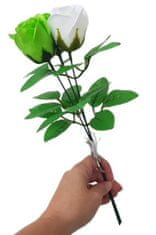 made by ANTEROS Mýdlová kytice z mýdlových květů růže Trio Zeleno-bílá na stonku s lístky