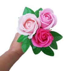 made by ANTEROS Mýdlová kytice z mýdlových květů růže Trio Růžová na stonku s lístky