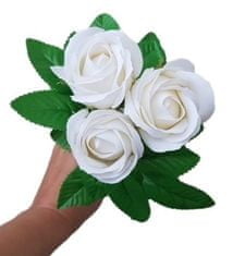 made by ANTEROS Mýdlová kytice z mýdlových květů růže Trio Bílá na stonku s lístky