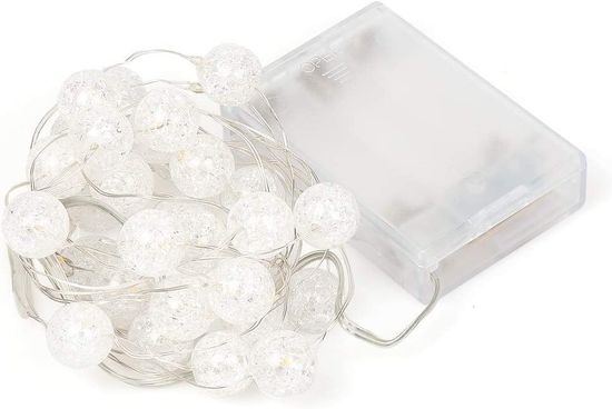 ACA Lightning  LED dekorační girlanda - kuličky 20 LED, studená bílá barva, 200cm, IP20, 2x baterie AA