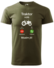 Hobbytriko Tričko s traktorem - Traktor volá Barva: Lahvově zelená (06), Velikost: M
