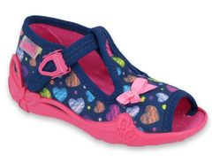 Befado dívčí sandálky PAPI 213P118 modré, srdíčka, mašle, velikost 18
