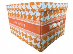 INNA Velký robustní box do dětského pokoje Box s víkem bílý a oranžový
