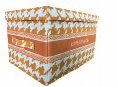INNA Velký robustní box do dětského pokoje Box s víkem bílý a oranžový
