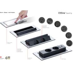 EVO+ EVOline BackFlip, 2 ks Schuko zásuvka, 1 ks USB nabíječka, černá mat