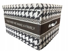 INNA Krabice s víkem bílá, černá, odstíny hnědé a béžové barvy prostorný organizér na dětský textil na hraní XL