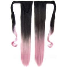 Trendy Vlasy Culík, cop rovný s omotávkou 57 cm - Ombre styl odstín Black T Light Pink