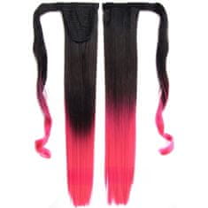 Trendy Vlasy Culík, cop rovný s omotávkou 57 cm - Ombre styl odstín Black T Pink