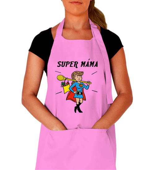 Kariban Zástěra na vaření pro maminku - Super máma Barva: Bílá