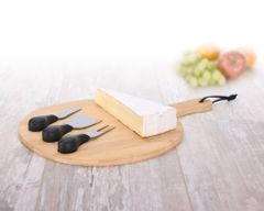 Excellent Houseware Servírovací prkénko na sýr, bambusové, 3 nože v sadě