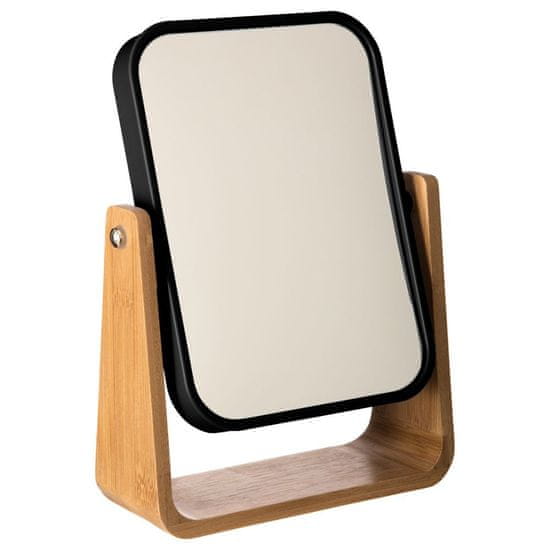 5five Černé zrcadlo stojící v bambusovém rámu, elegantní kosmetické zrcadlo z přírodních surovin