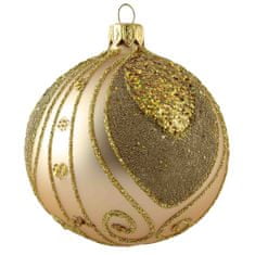Decor By Glassor Skleněná vánoční baňka zlatá dekor