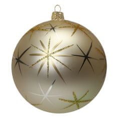 Decor By Glassor Skleněná vánoční baňka krémová s hvězdami (Velikost: 8)