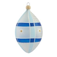 Decor By Glassor Velikonoční kraslice bílá s modrým dekorem
