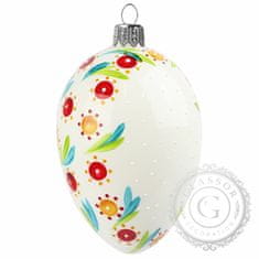 Decor By Glassor Velikonoční kraslice bílá s kytičkami