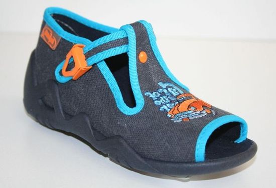 Befado chlapecké sandálky SNAKE 217P022 šedo modré, oranžové auto